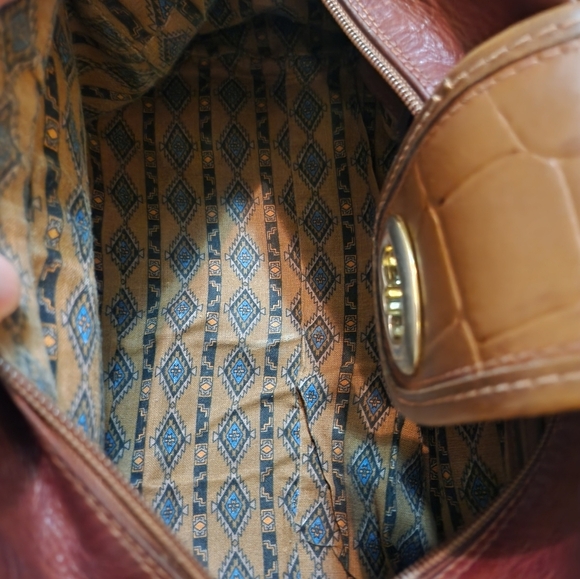 Vintage Jean Michel Cognac Top Handle Satchel with Croc Embossed Trim - Picture 13 of 16